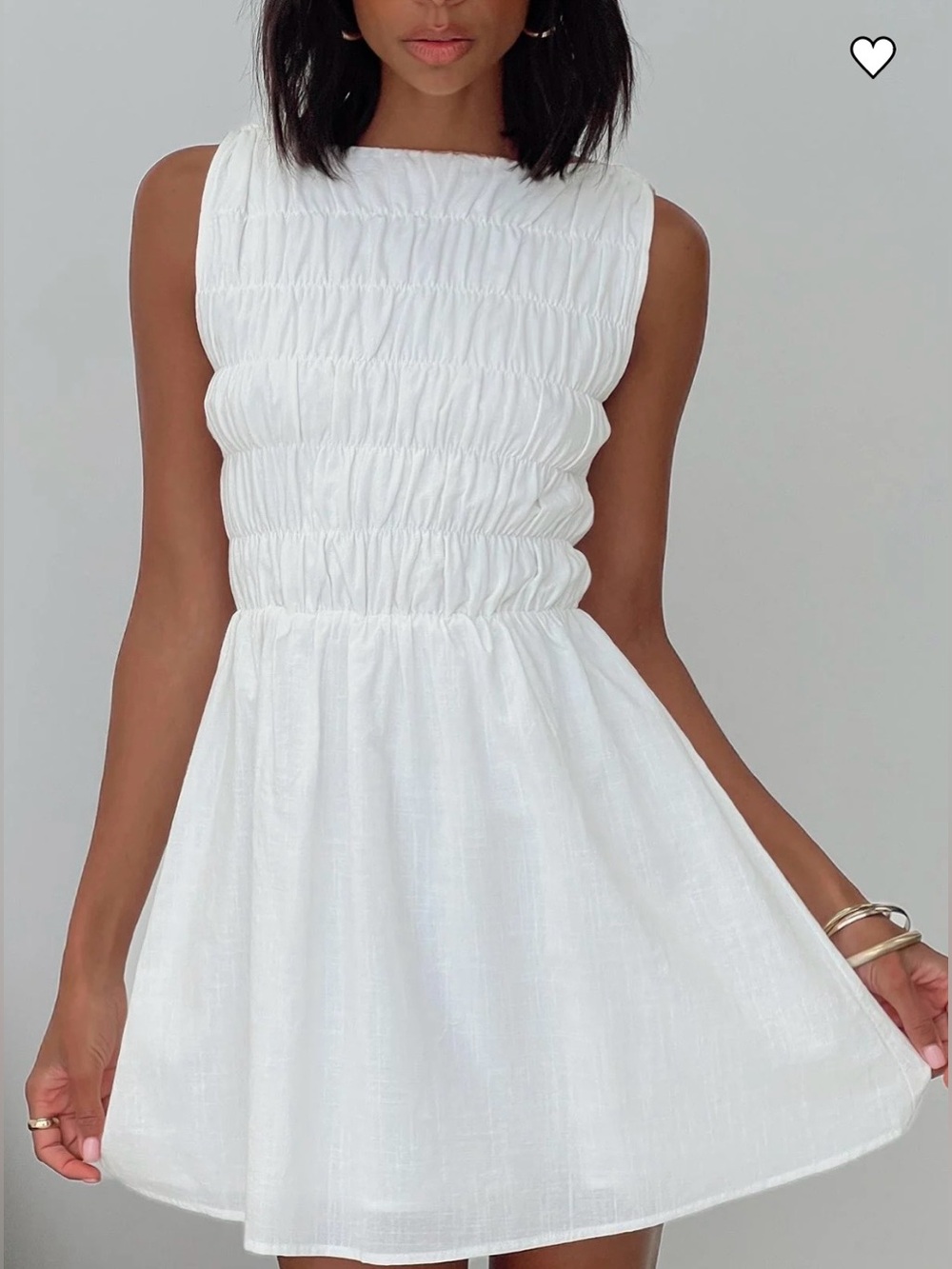 Princess Polly Melona  White shirred Smocked Mini Dress